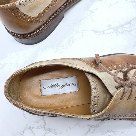 Mezlan Costa Wingtip Oxford Dress Shoes Mens 11.5 Brown Two Tone Leather Brogue main image 7